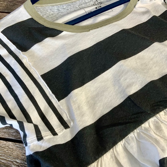Free People We The Free size M Black White Stripe with peplum Top - Picture 6 of 7